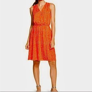 Boden White & Orange Circle Design Light Summer Mini Dress SZ 6 Pockets V Neck